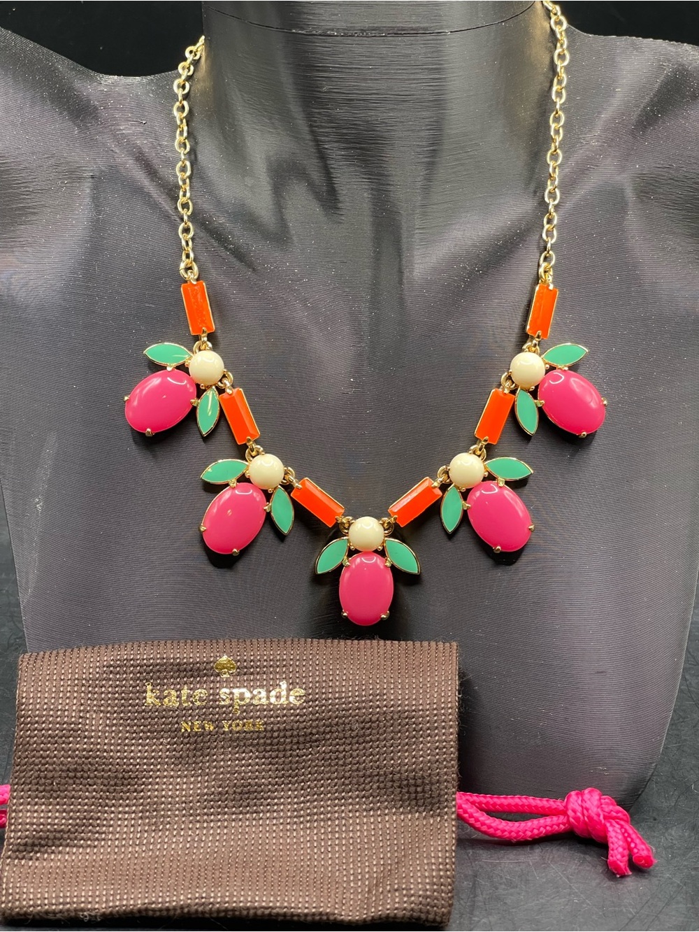 Kate Spade New York "Pucker Up" MultiDrop Necklace 15“+3”ext Original Dusty NWOT